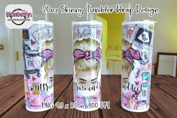 Ultrasound Tech Blond Hair 20oz Skinny Graphics for Tumbler Wraps