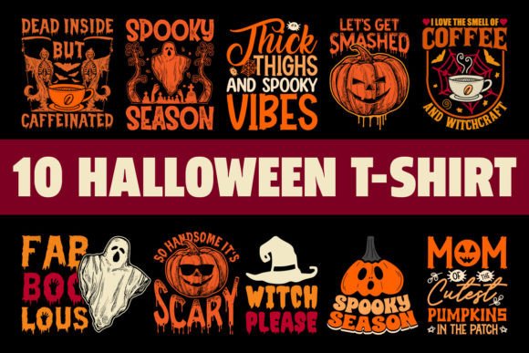 Vintage Halloween T-Shirts Bundle Graphics and T-Shirt Designs