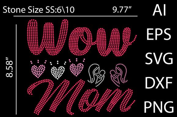 Wow Mom Rhinestone Design: A Sparkling Graphic Asset for Branding and Print Templates